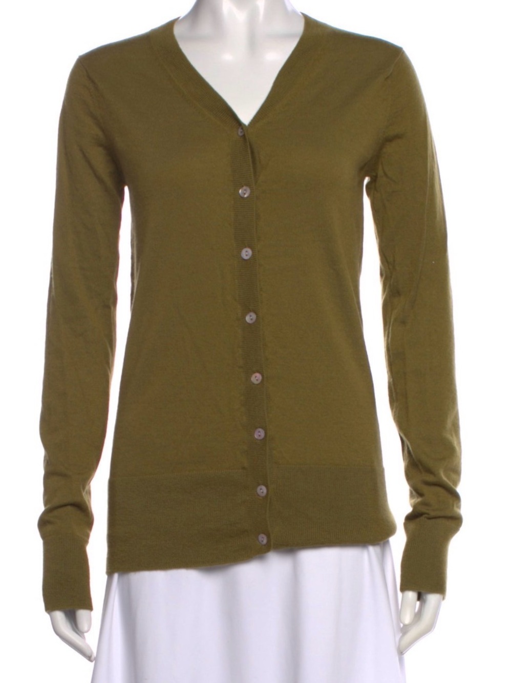 Koos Van Den Akker
Cashmere V-Neck Sweater Cardigan Olive Green